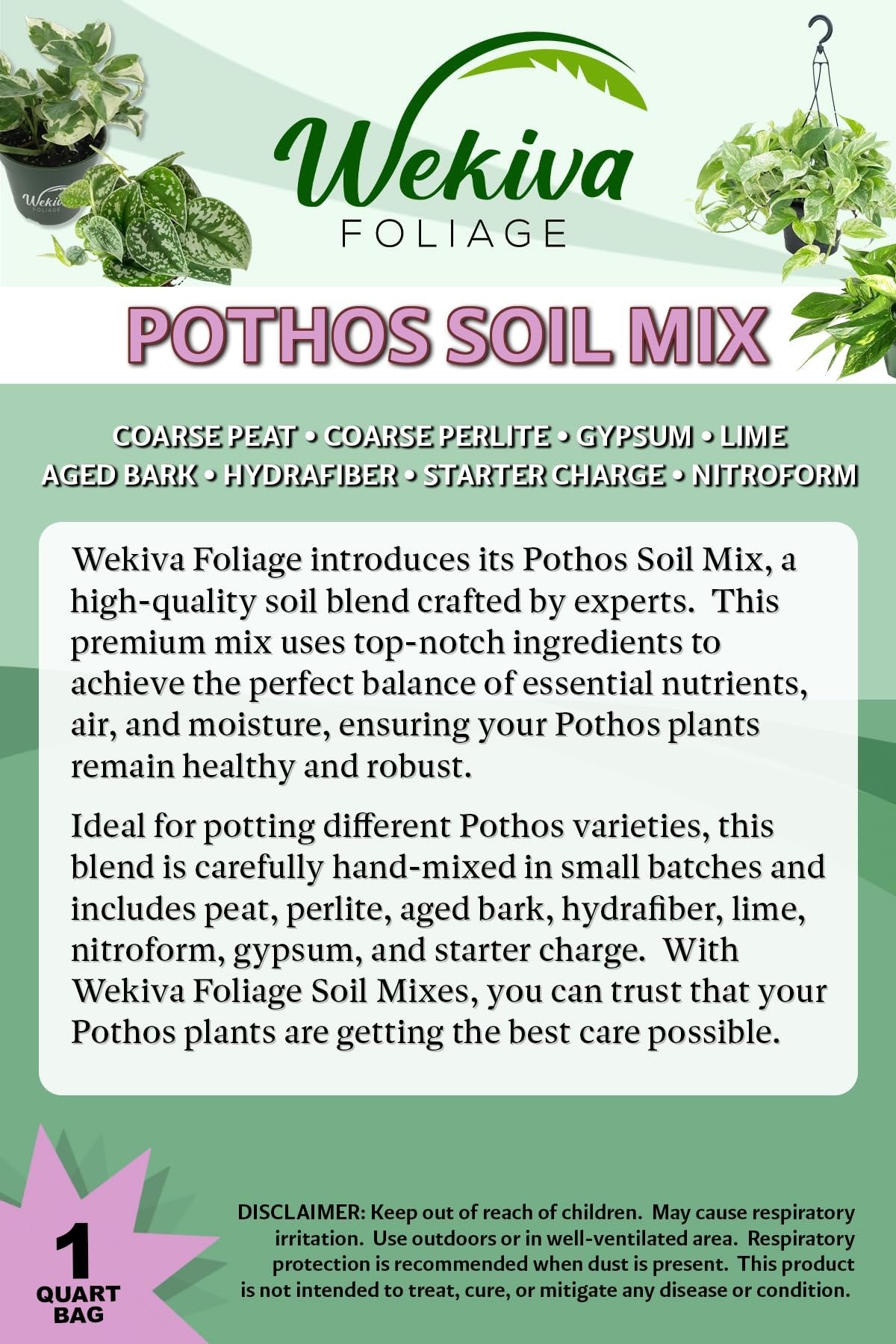 pothos soil requirements Pothos Growing Soil Mix – Custom Soil Blend – Potting Mix for Pothos Plants – Specially Developed by and for Professional Nursery Growers