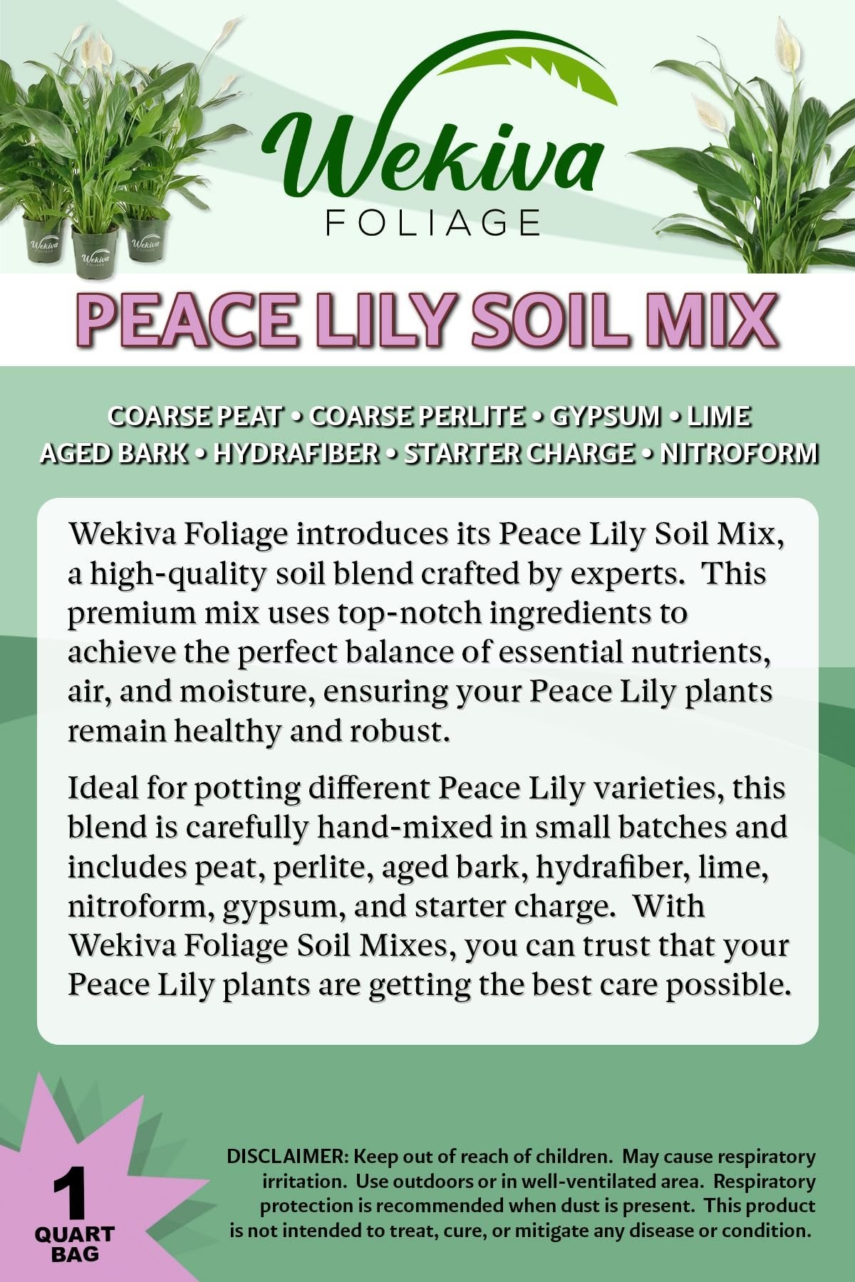peace lily soil mixture Peace Lily Growing Soil Mix – Custom Soil Blend – Potting Mix for Peace Lily Plants – Specially Developed by and for Professional Nursery Growers -